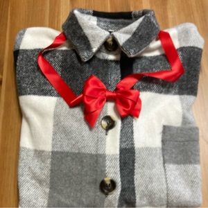 Plaid heavy weight Soft shirt/jacket shacket black gray white oversized sz MED